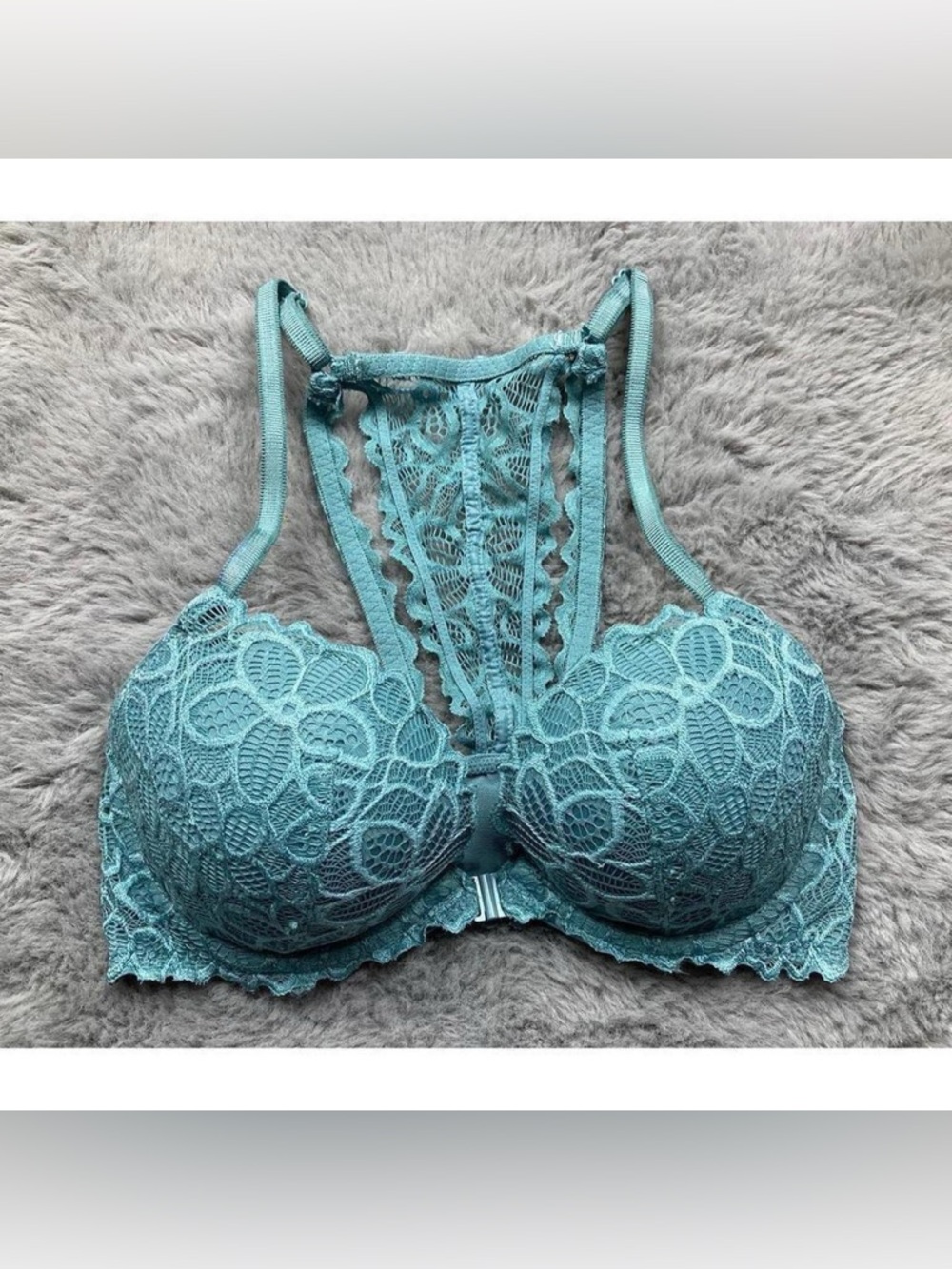 Pink Victoria’s Secret date teal racerback bra